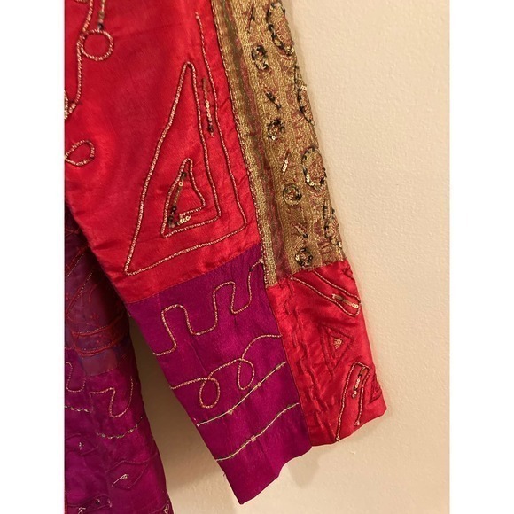 Chico’s Large Beaded Silk Blend Artsy Jacket‎ Embellished Size 2 - Picture 3 of 8
